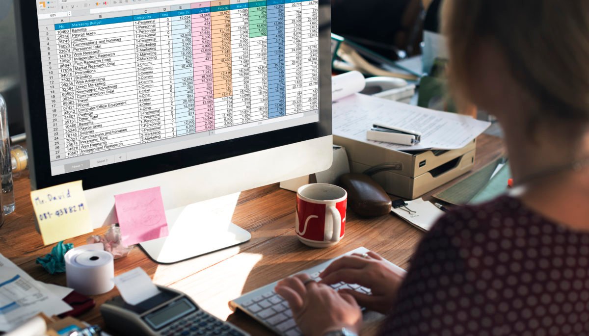 spreadsheet document information financial startup concept